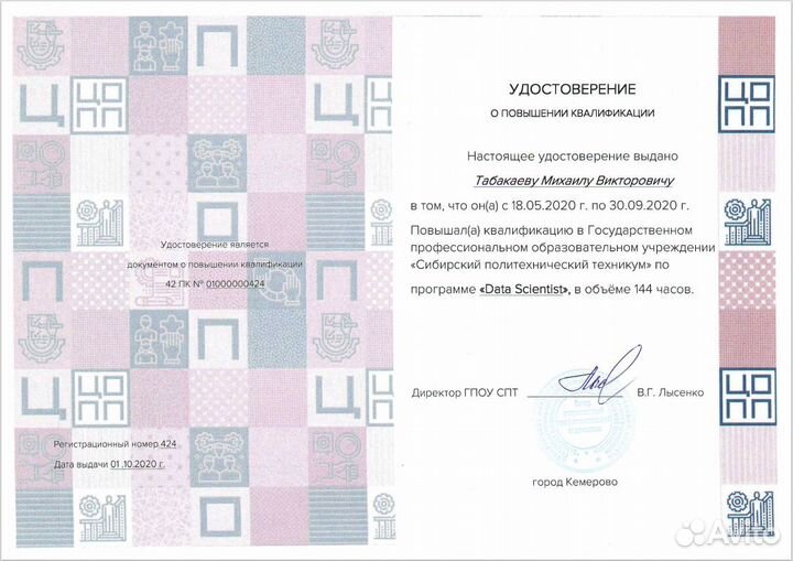 Разработка Python,R, Excel(VBA) Анализ Данных(SQL)