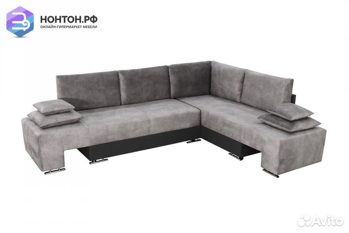 Диван угловой трансформер Премьер светло-серый