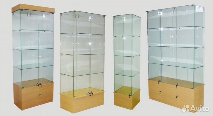 Изготовление стеклянных витрин на скобах