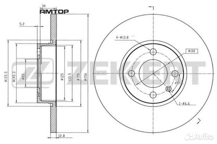 Zekkert BS5089 BS-5089 zekkert Диск торм. перед