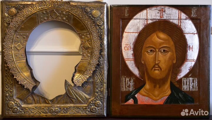 Старинная икона Спас Оплечный