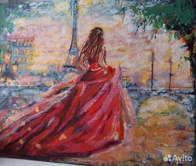 Картина маслом на холсте. Розовая сказка