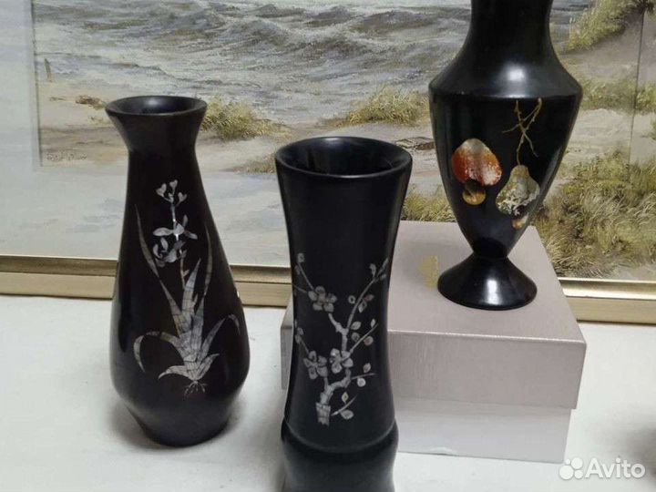 Вазочки кобальт фарфор СССР дерево Вьетнам