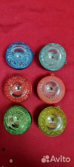 Елочные игрушки СССР. Шары цветные. Ажурные