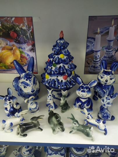 Фарфоровая посуда Гжель для Нового года