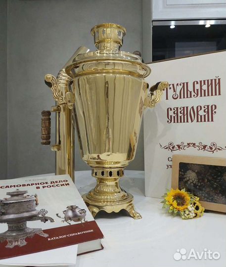 Самовар дровяной 7л. Рюмка с резными ручками. Люкс