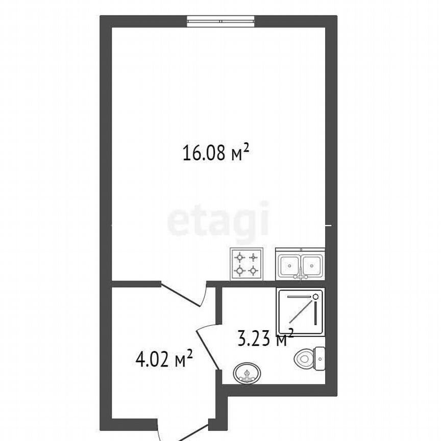 Квартира-студия, 23,3 м², 6/15 эт.