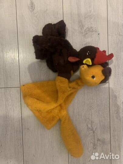 Советские игрушки на руку лиса и петух