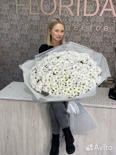 Цветы, букеты, 51 хризантема, гиганты