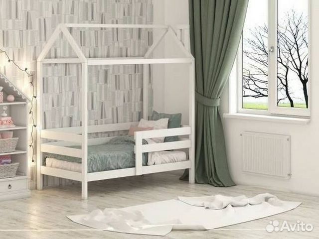 Кроватка с бортиком домик детская берёза