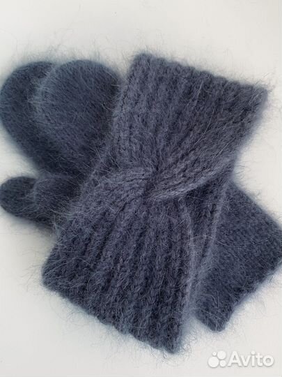 Капор (капюшон), варежки, повязка из пуха норки