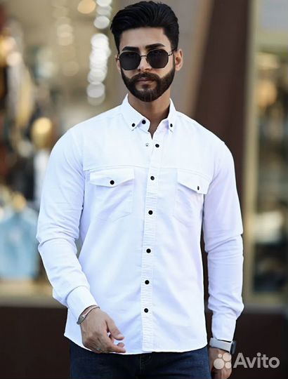 Джинсовая рубашка мужская