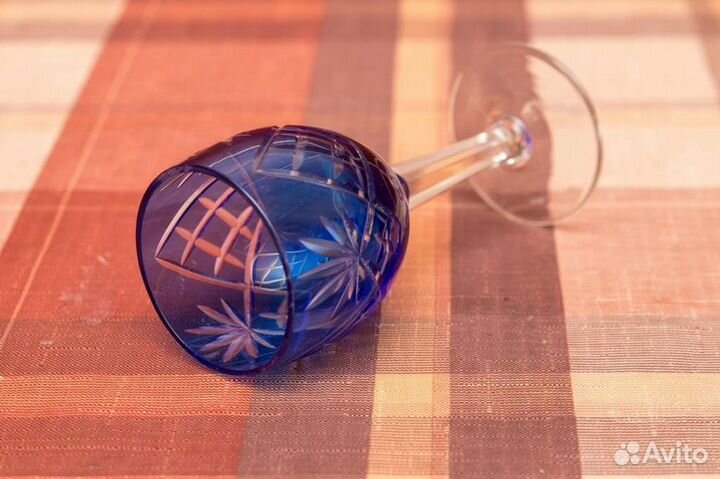 Рюмка синий хрусталь 50гр СССР редкая