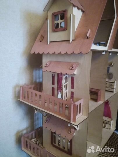 Домик кукольный деревянный пазл с мебелью