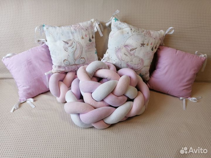 Бортики косичка и подушки