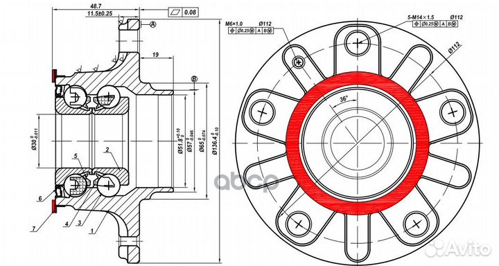 Ступица колеса с интегрированным подшипником