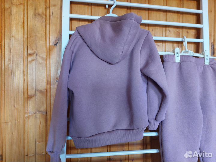 Детский костюм из футера трехнитка пудровый 128