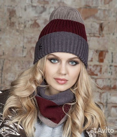 Комплект шапка и снуд женский