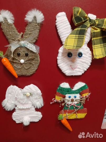 Магнит зайка, ёлочки и топиария