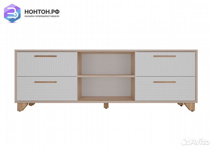 Тв-тумба с нишей Копенгаген дуб сонома / белый мат