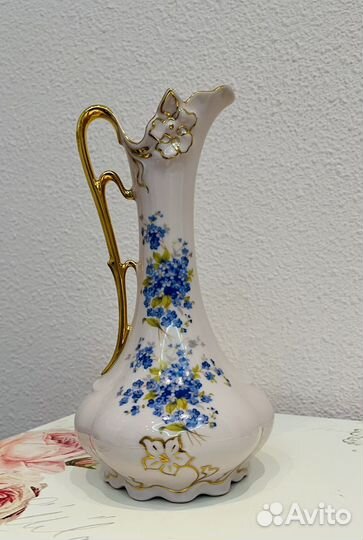 Ваза кувшин розовый фарфор Чехия винтаж