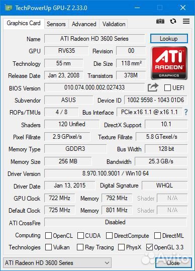 ATI Radeon HD 3650, GeForce 9500 GT, 8600 GT 730