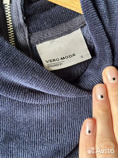 Платье синее в рубчик вельвет vero moda S