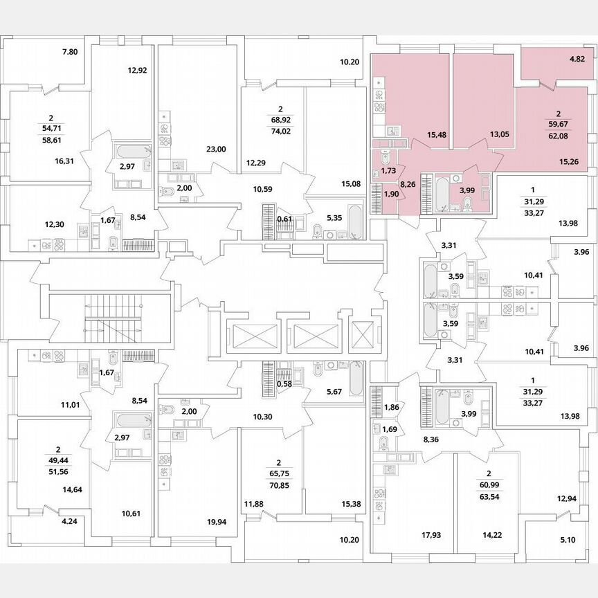2-к. квартира, 62,1 м², 16/18 эт.