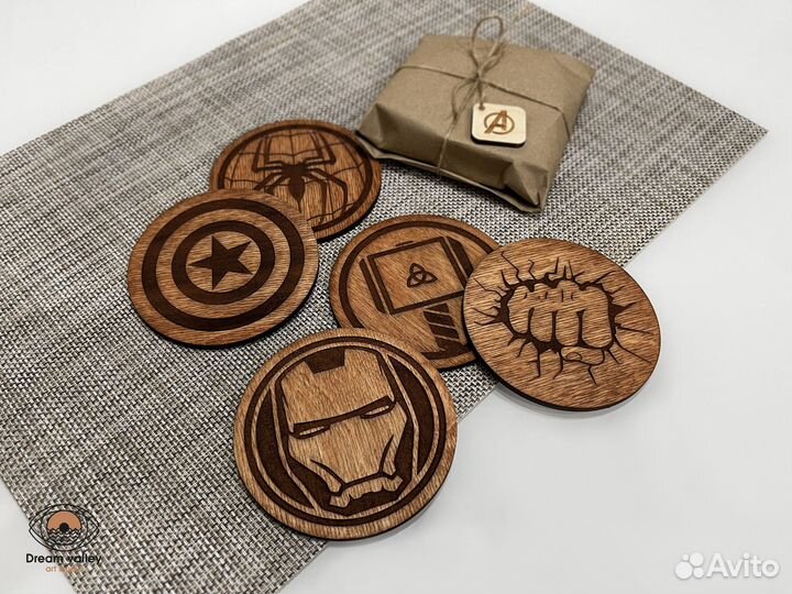 Деревянный костер бирдекель подстаканник с лого