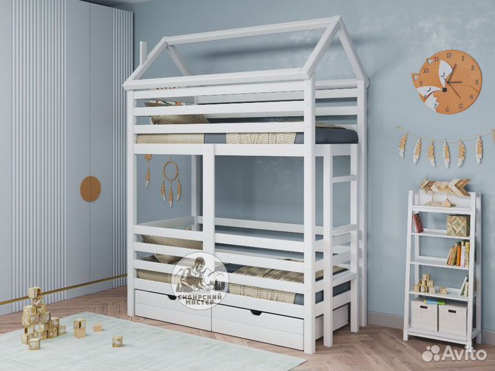 Двухъярусная кровать сосновая