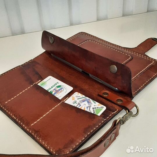 Кошелек мужской кожаный лонгер ручной работы