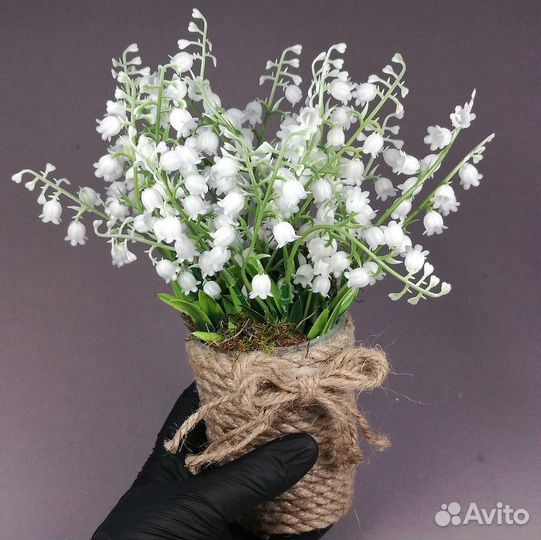 Ландыши 2 горшочка, в подарок Статуэтка Ангела