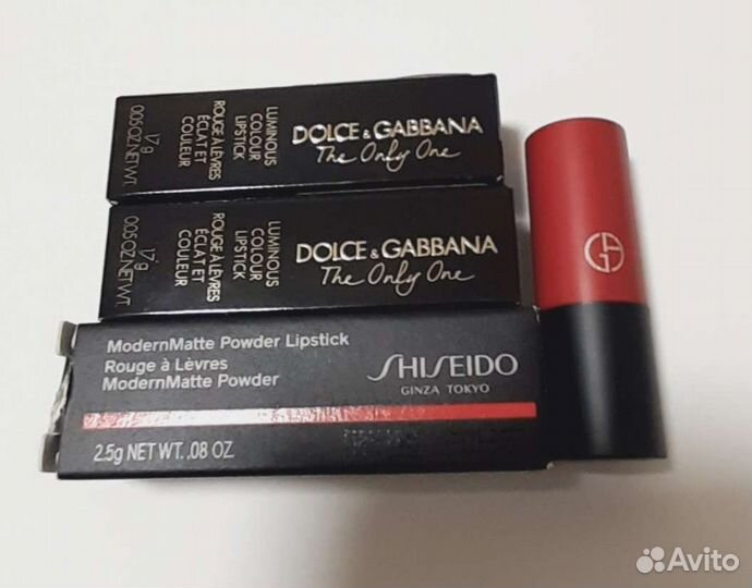Помады Dolce and Gabbana, Armani, Shiseido