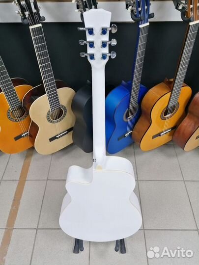 Белая Акустическая гитара Новая матовая