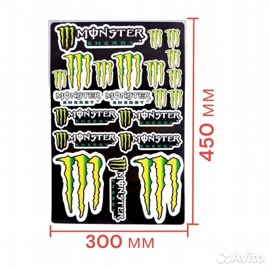 Наклейки для мотоцикла Monster Energy M-TM 300х45