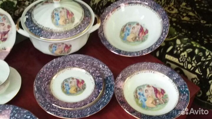 Столовый сервиз на 6 персон мадонна синий перламут