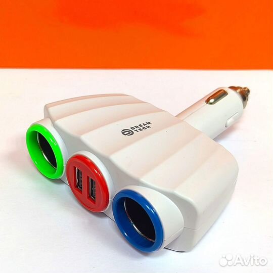 Разветвитель прикуривателя Dream A808 2USB 2азу 2