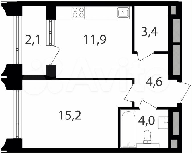 1-к. квартира, 41,2 м², 12/25 эт.