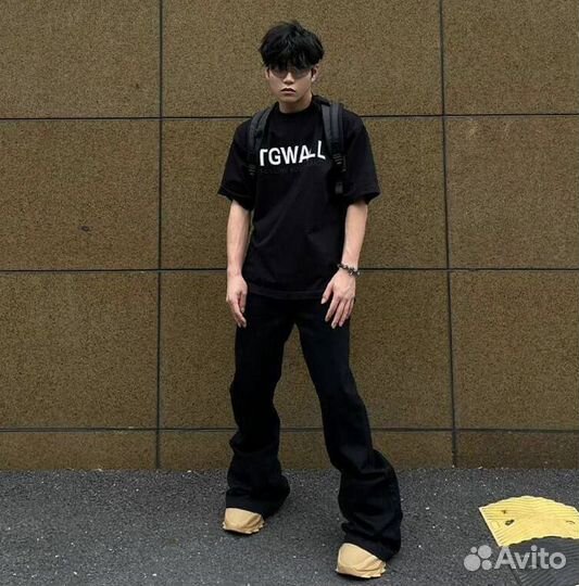 Джинсы клеш y2k черные rick owens