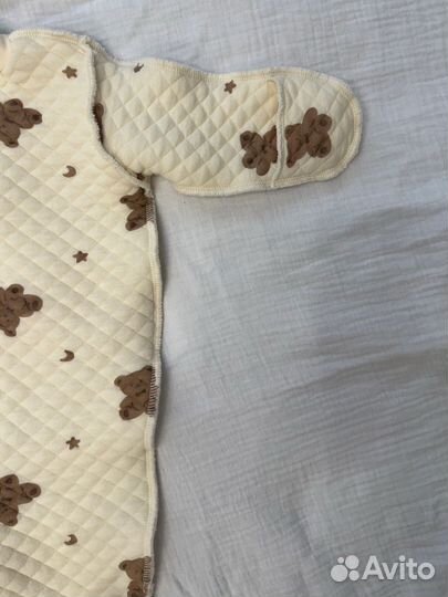 Утепленный комбинезон слип 56 размер с мишками