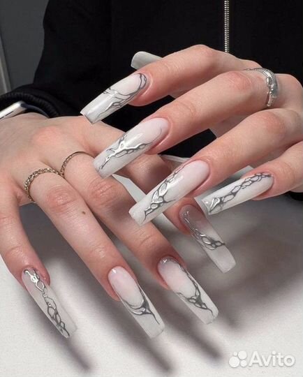 Комбинированный маникюр наращивание крейзи фигурки