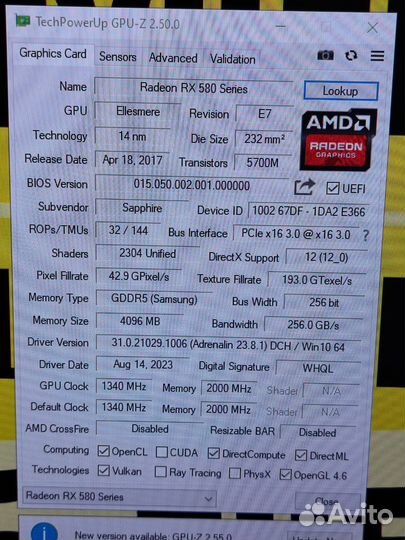 Sapphire AMD Radeon RX 580 nitro+ 4Gb