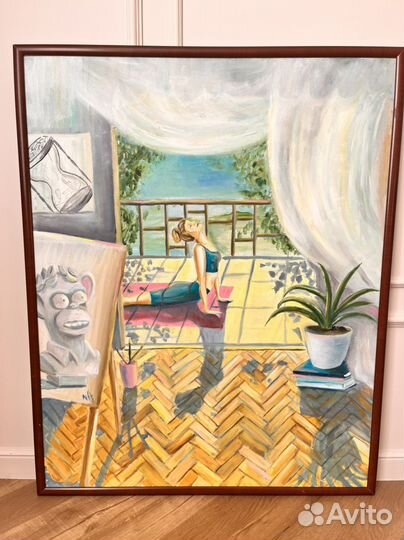 Картина маслом на холсте Художница Йога