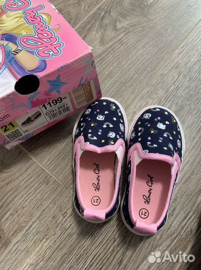 Слипоны для девочки новые, 21 размер