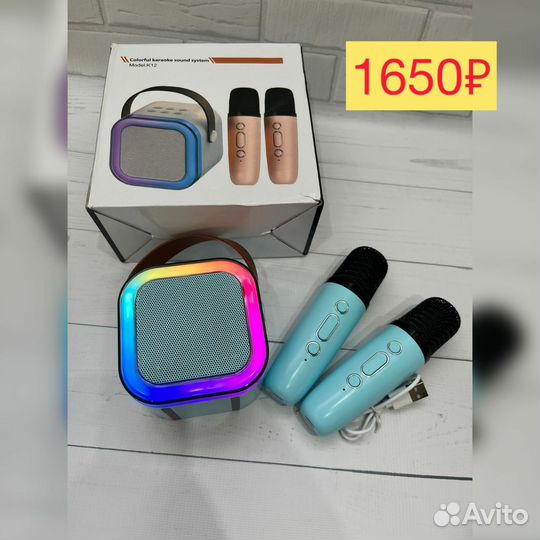 Колонки с подсветкой и микрофонами. Разные