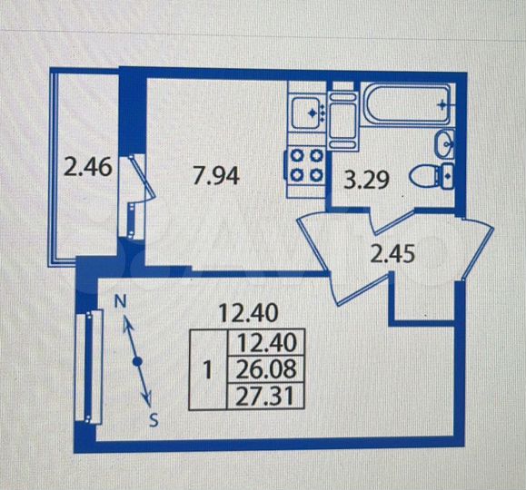 1-к. квартира, 27,3 м², 15/19 эт.
