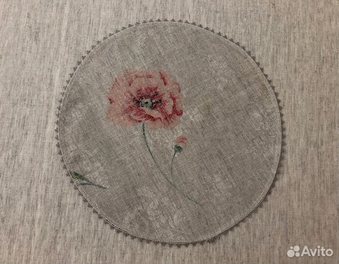 Салфетка сервировочная круглая 37см -№6, полульнян