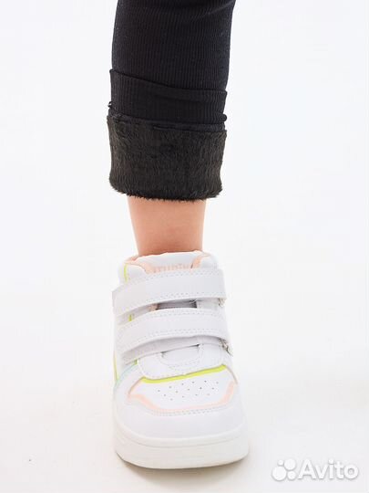 Леггинсы теплые с мехом для девочки в рубчик