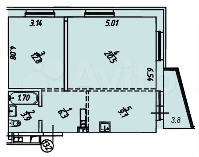 2-к. квартира, 55,9 м², 4/18 эт.