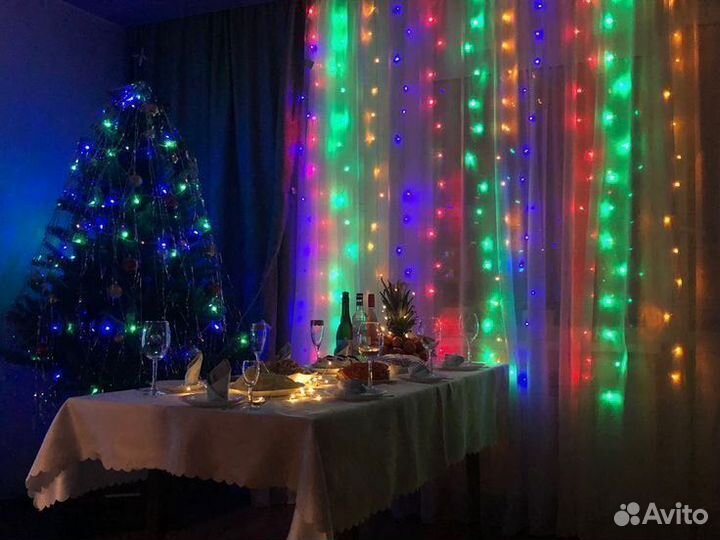Новогодняя гирлянда штора оптом